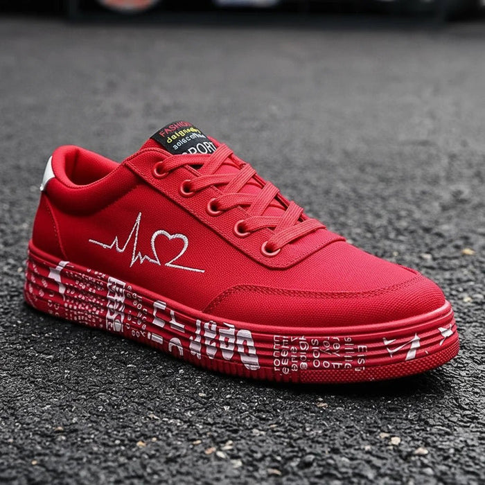 Women's Lace - Up Canvas Sneakers – Breathable Graffiti Design for Trendy Casual Style - Monsta Online
