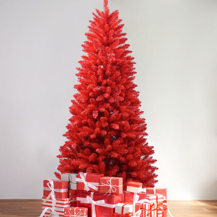 4FT Unlit Red Artificial Christmas Tree — 440 Tips, Full Realistic, Metal Stand - Monsta Online