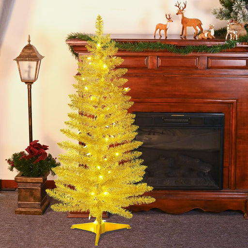 4FT Pre - Lit Gold Artificial Christmas Tree — Compact Design, LED Lights, Metal Stand - Monsta Online