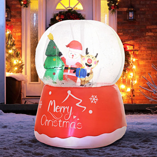 5.5FT Prelit Inflatable Christmas Crystal Ball with Santa, Reindeer & Tree and LED Lights - Outdoor Decoration - Monsta Online