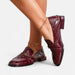 Women's Burgundy Single Strap Loafers – Elegant Cushioned Slip - On Shoes for Work & Everyday Wear - Monsta Online
