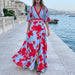 Women's Elegant Robe Dress – Waist - Flattering Wrap Style in Blue & Red for Any Occasion - Monsta Online