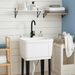 1 - Basin Freestanding Utility Laundry Sink with Stainless Steel Faucet and Drainboard - Monsta Online