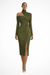 Delphina One Shoulder Midi Dress – Women's Asymmetric High Neck Draped Dress - Monsta Online