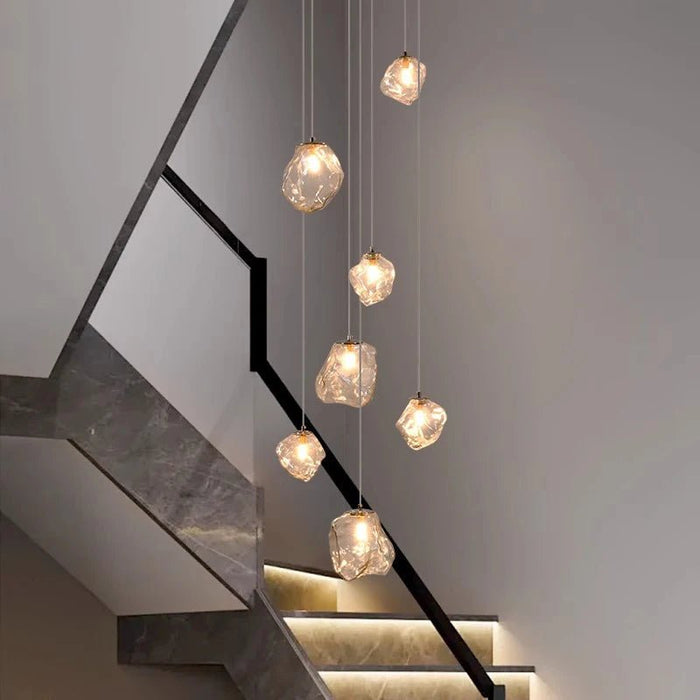 Nordic Staircase Chandelier – Dimmable LED Pendant Light for Grand Foyers & Villa Interiors - Monsta Online