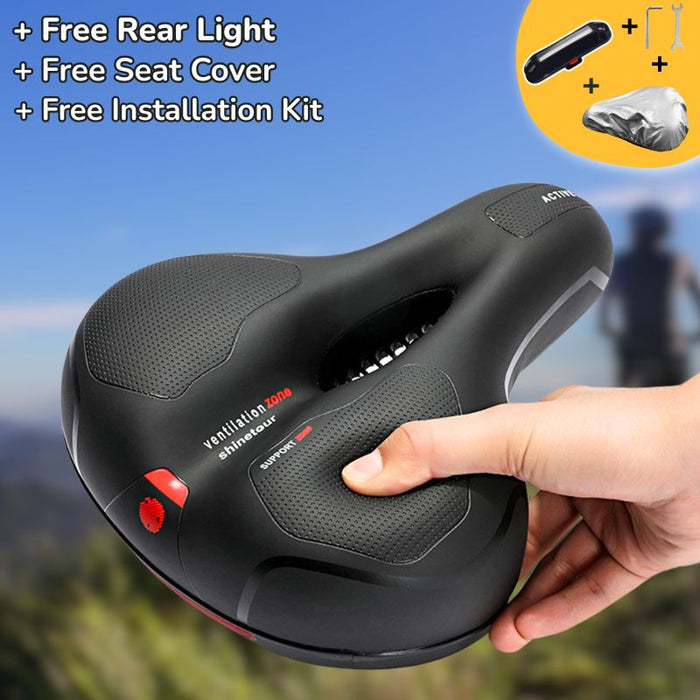 Premium Comfort Bike Seat with Safety Rear Light and Protective Cover – Pain - Free Ride - Monsta Online