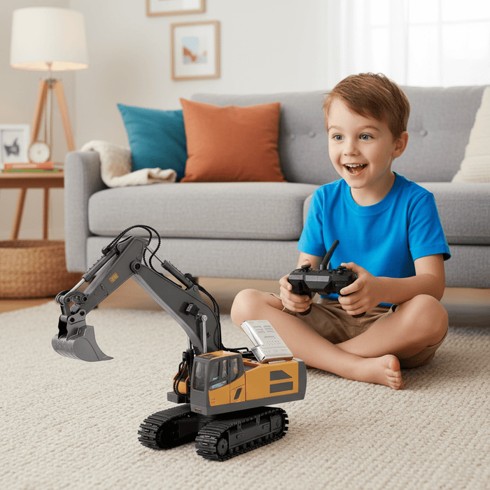 1:20 Scale Remote Control Premium Excavator Toy 11 Channel RC Digger with Dual Batteries for Kids - Monsta Online