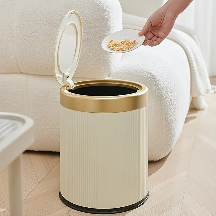 Oval Press - Top Trash Can – Luxury Gold - Accent Waste Bin with Dual Inner Buckets & Odour Seal - Monsta Online
