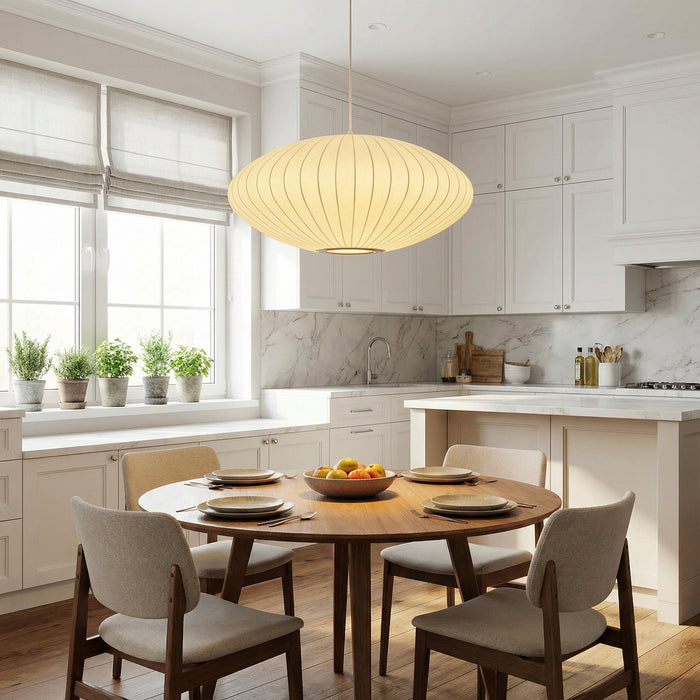 Italian Silk Pendant Light – Luxury Fabric Shade LED Fixture - Monsta Online