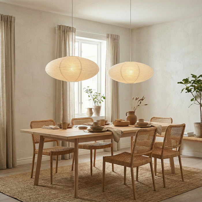 Wabi Paper Pendant Light – Handcrafted Cotton Paper Shade for Dining Rooms & Bedrooms - Monsta Online