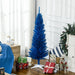 5FT Blue Pencil Artificial Christmas Tree — 294 Tips, Unlit, Slim Space - Saving, Plastic Stand - Monsta Online
