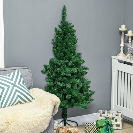 5FT Half Artificial Christmas Tree — 229 Tips, Auto - Open Hinged, Wall - Mounted, Unlit, Steel Base - Monsta Online