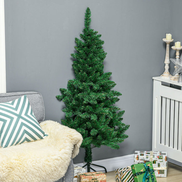 5FT Half Artificial Christmas Tree — 229 Tips, Auto - Open Hinged, Wall - Mounted, Unlit, Steel Base - Monsta Online
