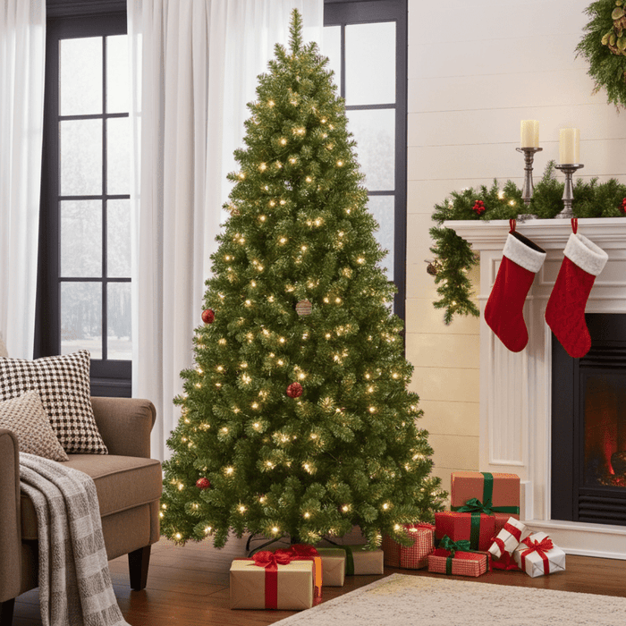 9FT Pre - Lit Artificial Christmas Tree — 650 UL Lights, Memory Wire, 1930 Tips, Auto - Unfold, Metal Stand - Monsta Online