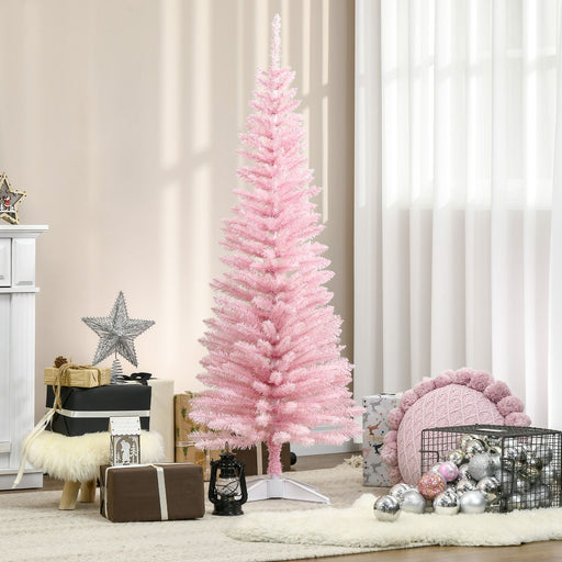 5FT Pink Pencil Artificial Christmas Tree — 294 Tips, Unlit, Slim Space - Saving, Realistic, Plastic Base - Monsta Online