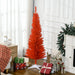 5FT Red Pencil Artificial Christmas Tree — 294 Tips, Unlit, Slim Space - Saving, Plastic Stand - Monsta Online