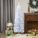 5FT White Snow Flocked Pencil Artificial Christmas Tree — 294 Tips, Unlit, Slim Space - Saving, Metal Base - Monsta Online