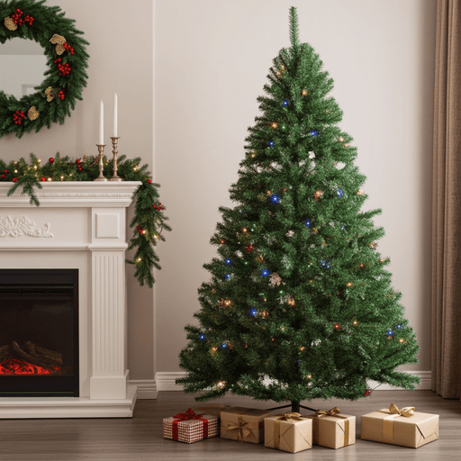 7.5FT Pre - Lit Artificial Christmas Tree — 1346 Tips, 550 Multi - Color LEDs, Metal Base - Monsta Online