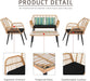 Modern 4 - Piece Rattan Table and Chair Patio Furniture Set for Relaxation - Monsta Online