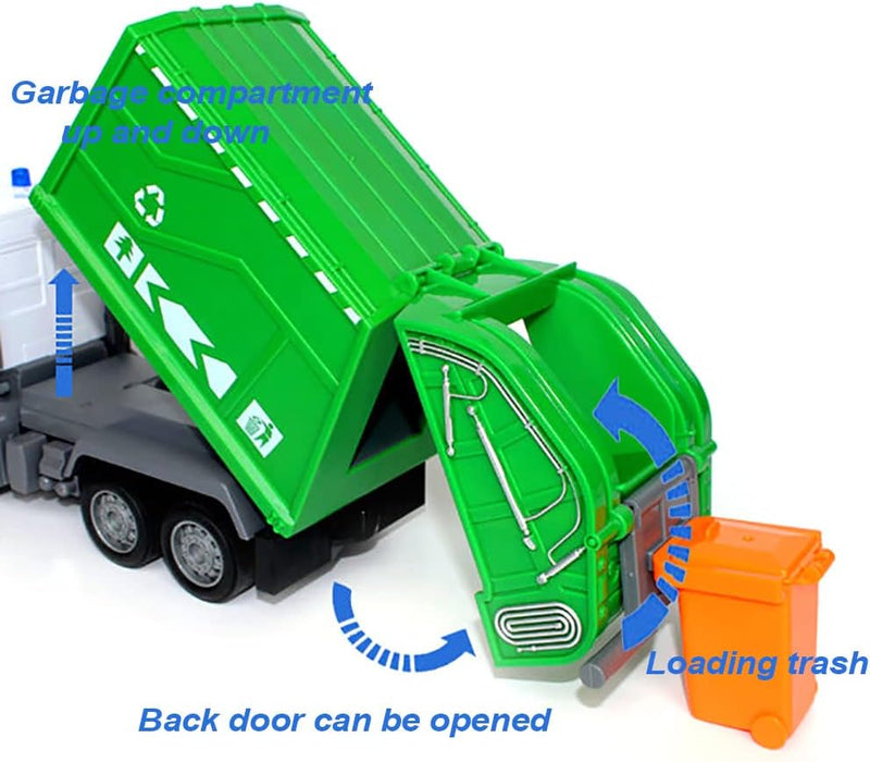 1/24 RC Garbage Truck Toy with Lights & Dual Batteries - 6CH Recycling Trash Truck for Kids 3+ - Monsta Online