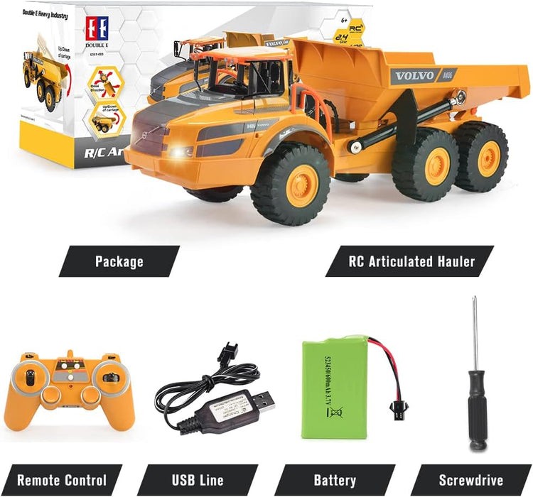 1:20 Scale Volvo Premium RC Dump Truck - Articulated Hauler with Lights an Sound for Kids - Monsta Online