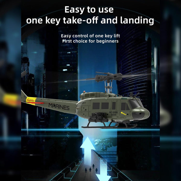 Premium 1:48 Scale Huey Military RC Helicopter with 6CH 2.4G Flybarless Remote Control Helicopter Model for Teens and Adults With Dual Batteries - Monsta Online