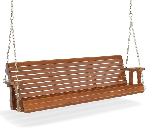Classic 5FT Wooden Porch Swing with Heavy - Duty Chains for Ultimate Relaxation - Monsta Online