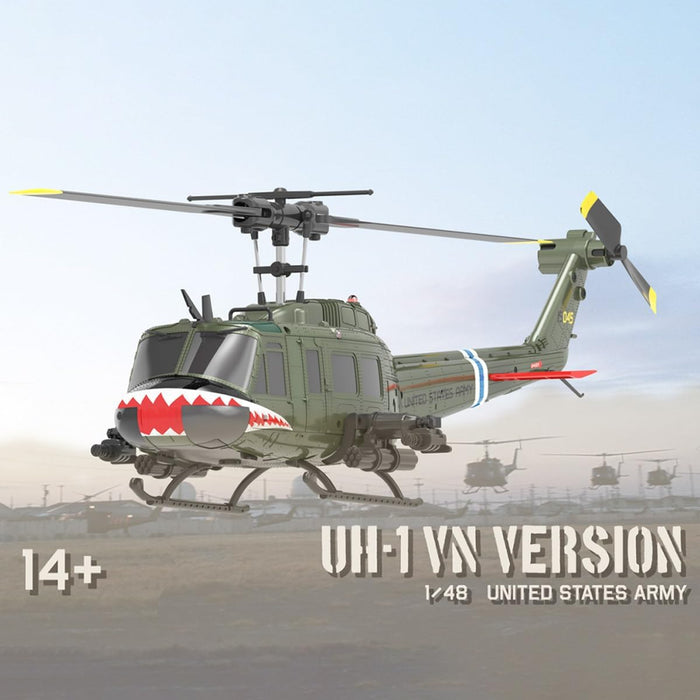 Premium 1:48 Scale Huey Military RC Helicopter with 6CH 2.4G Flybarless Remote Control Helicopter Model for Teens and Adults With Dual Batteries - Monsta Online