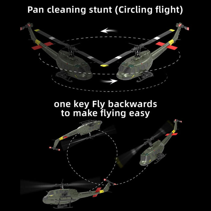 Premium 1:48 Scale Huey Military RC Helicopter with 6CH 2.4G Flybarless Remote Control Helicopter Model for Teens and Adults With Dual Batteries - Monsta Online
