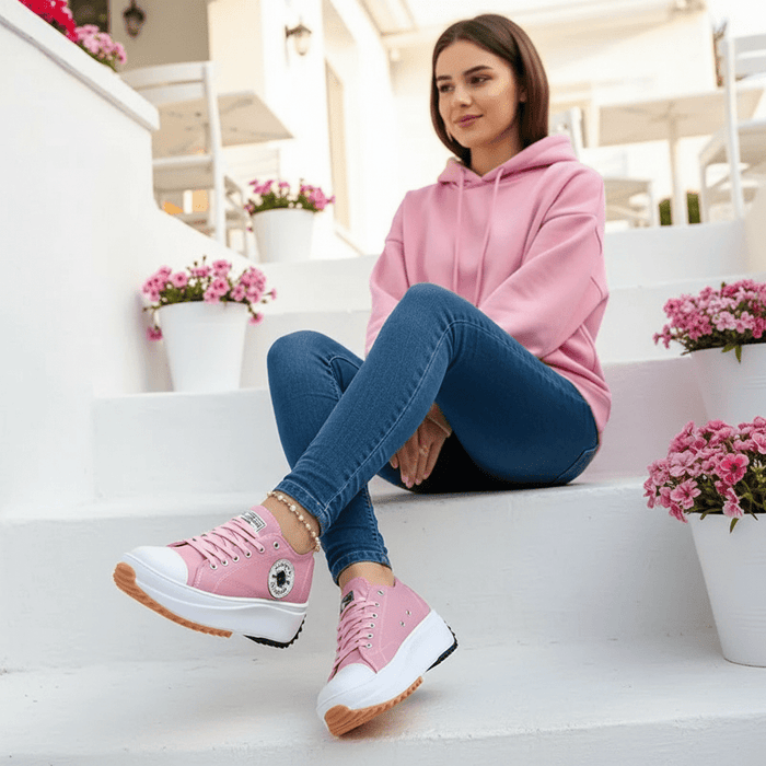 Women's Canvas Sneakers – Casual Lace - Up Flats for Effortless Everyday Elegance - Monsta Online