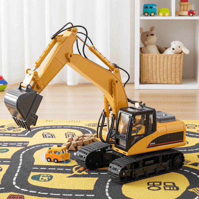 1:14 Scale Remote Control Excavator RC Construction Toy with Metal Shove and Dual Batteries - Monsta Online