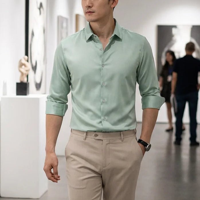 Men's Luxury Casual Silk Shirt – Breathable, Elegant & Versatile for Any Occasion - Monsta Online