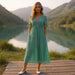 Women's Elegant Boho Midi Dress – Lightweight Flowy Summer Dress - Monsta Online