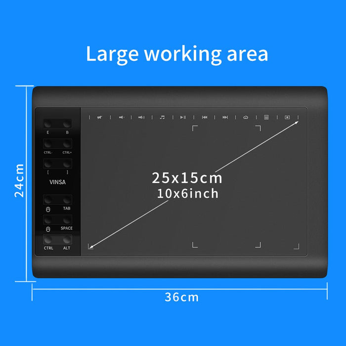 Professional Large 10x6 Inch Digital Drawing Tablet with 8192 Levels & Stylus Pen - Monsta Online