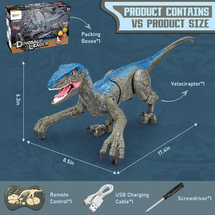 Velociraptor Remote Control Dinosaur Toy – LED Lights, Roaring Sounds & Rechargeable for Kids 4+ - Monsta Online