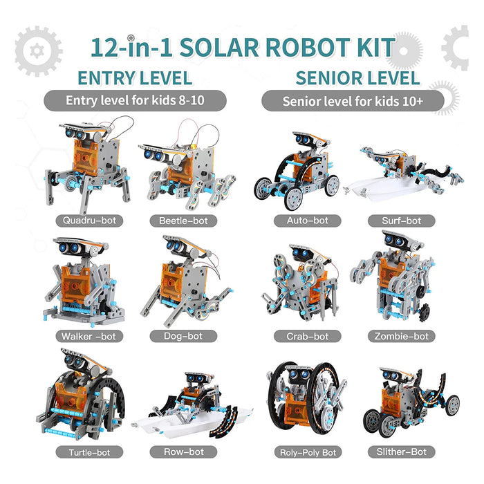 Monsta 12 - in - 1 Solar Robot Building Kit - STEM Educational Toy for Kids Age 8 - 12 - 190pc Screen - Free DIY Science Gift - Monsta Online