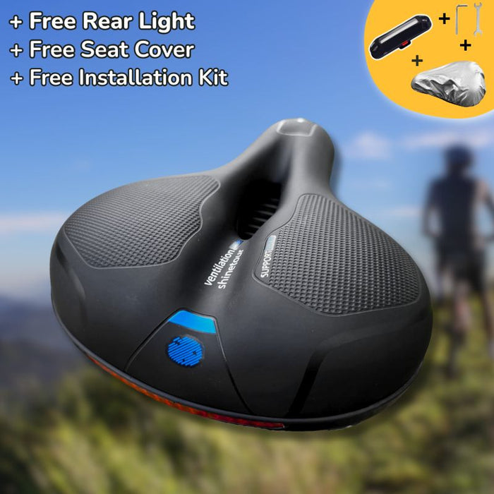 Premium Comfort Bike Seat with Safety Rear Light and Protective Cover – Pain - Free Ride - Monsta Online