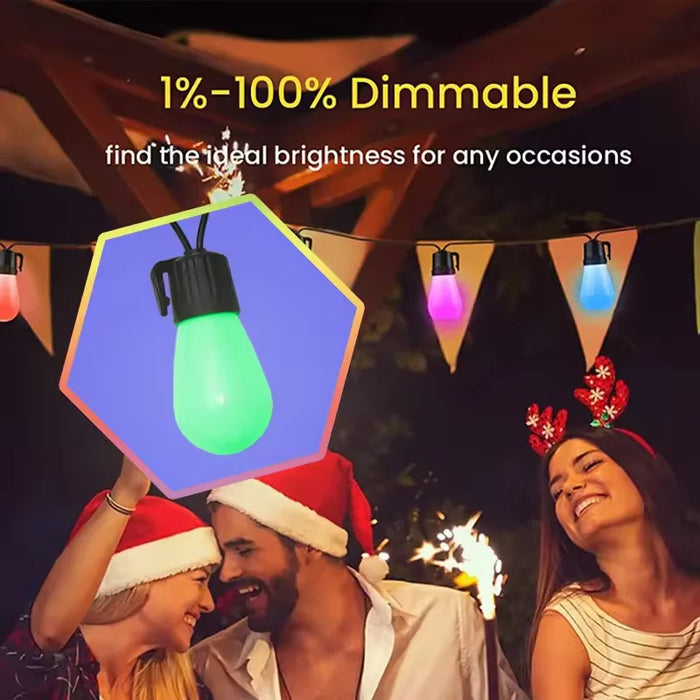 50FT Smart Outdoor String Bulb Lights - Elegant Ambiance and App Control