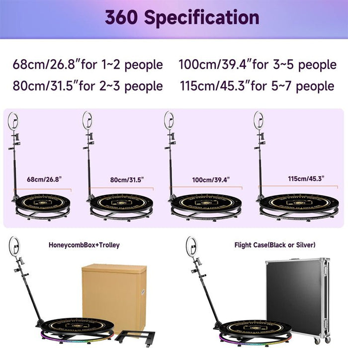 360 Photo Booth Machine – Portable Rotating Platform, App Control, Flight Case Included - Monsta Online