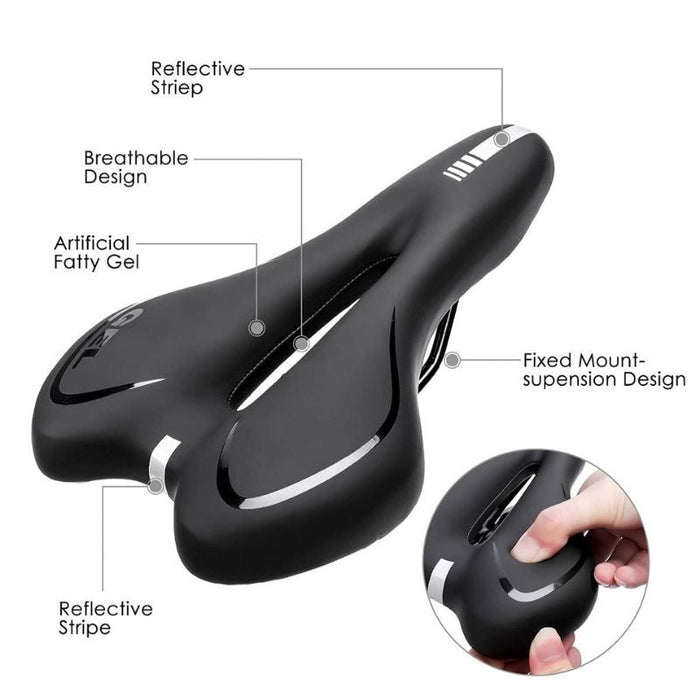 Premium Soft Gel Bike Seat Cushion – Ultimate Pressure Relief Comfort, Black - Monsta Online