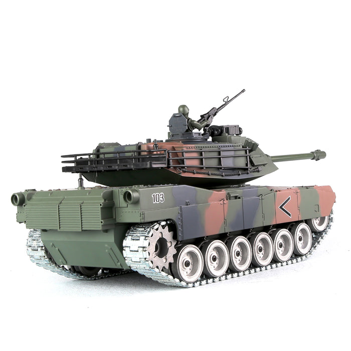 1:18 RC M1A2 Abrams Metal Battle Tank – Shoots BBs & Water with Smoke, Sound, Lights and Dual Batteries - Monsta Online