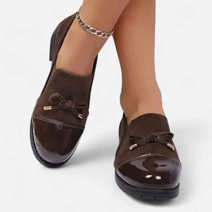 Women's Bow - Detail Moccasin Loafers – Leather Slip - On Flats for Casual & Smart Wear - Monsta Online