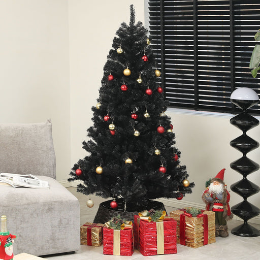 6FT Black Artificial Christmas Tree — 1000 Tips, Unlit, Auto - Open Hinged, Full Wide Shape, Steel Base - Monsta Online