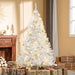 6FT Pre - Lit White Artificial Christmas Tree — 1000 Tips, 250 Warm White LEDs, Metal Stand - Monsta Online