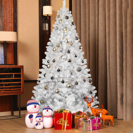 6FT White Artificial Christmas Tree — Memory Wire, 760 Tips, Hinged, No Fluffing Needed - Monsta Online