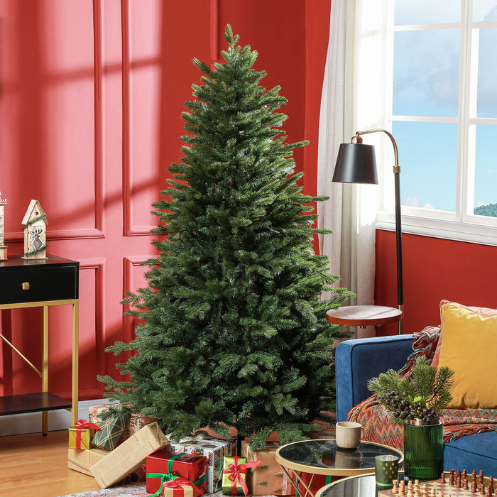 6FT Flocked Artificial Christmas Tree — 1821 Tips, Unlit, Auto - Open Hinged, Wide Full Shape, Metal Base - Monsta Online