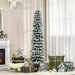 6FT Snow Flocked Pencil Artificial Christmas Tree — 395 Tips, Unlit, Slim Space - Saving, Metal Base - Monsta Online