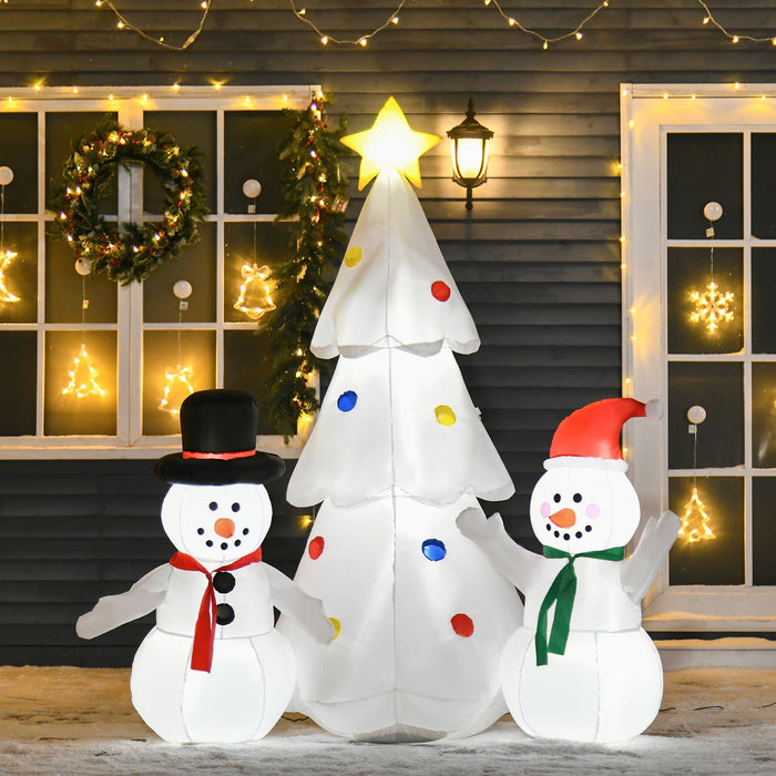 6FT Prelit Inflatable Christmas Tree with Star & Snowmen and LED Lights - Outdoor Christmas Decoration - Monsta Online