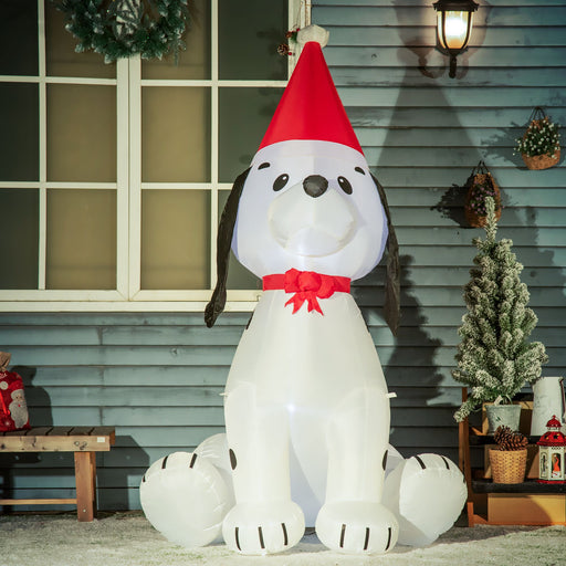 6FT Prelit Inflatable Puppy Dog Wearing Santa Hat with LED Lights - Outdoor Christmas Decoration - Monsta Online