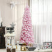 6FT Pink Snow Flocked Pencil Artificial Christmas Tree — 520 Tips, Unlit, Auto - Open Hinged, Steel Base - Monsta Online